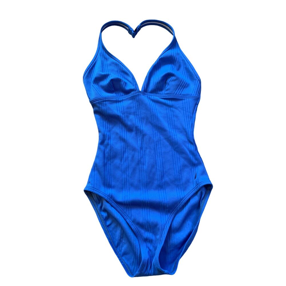 Nautica cerulean blue one piece bathing suit 8